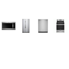 Whirlpool 4 STAINLESS STEEL APPLIANCE PACKAGE : Continuous 5 Burners Gas Range Oven, 1.7CF OTR MW 300 CFM, Fully Integrated Dishwasher 47 dBA 3rd Rack Stainless Steel Interior, 25.1 Cu. Ft. 36 Inch Side-by-Side Refrigerator