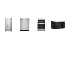 Whirlpool 4 STAINLESS : Continuous 5 Burners Gas Range Oven, 1.7CF OTR MW 300 CFM, Fully Integrated Dishwasher 47 dBA 3rd Rack Stainless Steel Interior, 25.1 Cu. Ft. 36 Inch Side-by-Side Refrigerator