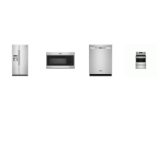 Maytag 4 STAINLESS : Smooth Top Electric Range Air Powered Convection Oven Self Clean, Over-the-Range Microwave, 50 dB Dishwasher, 24.5 Cu. Ft. Side-by-Side Refrigerator Ice and Water