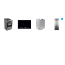 APT SIZE 4 STAINLESS STEEL APPLIANCE PKG: 24 inch Gas Range Oven Glass Window, 18 inch Dishwasher 53 dBa, 24 Inch Over the Range Microwave 2 Speed 300 CFM, 24 inchW 10.1 CU. FT. TOP FREEZER REFRIGERATOR ENERGY STAR