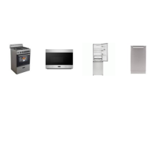 APT SIZE 4 STAINLESS : Avanti 24 inch Gas Range Oven, 18 inch 53 dBA Dishwasher, And Sharp 24 Inch OTR Microwave, 24 in. Bottom-Freezer Counter-Depth Refrigerator