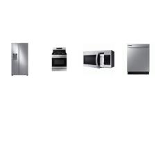 Samsung 4 STAINLESS : GAS RANGE Convection Oven Air Fry Griddle, 1.6cf OTR MW, 53DBA DISHWASHER, 36 inch Counter Depth Side by Side Refrigerator WD