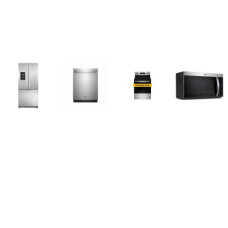 Whirlpool 4 STAINLESS : Smoothtop Electric Range Oven, OTR MW, Dishwasher 51 dBA 3rd Rack , 30 inchW 19.7 cu. ft. French Door Refrigerator Exterior Water Dispenser 