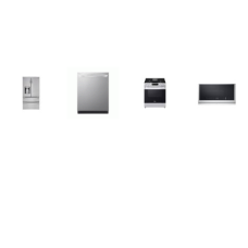 LG 4 STAINLESS STEEL PACKAGE: 5.8 cu ft. Smart Wi-Fi Fan Convection Gas Slide-in Range Air Fry, 2.1F OTR MW 400 CFM ExtendaVent,  TrueSteam Dishwasher 46 dBA Stainless Interior 3rd Rack ENERGY STAR, 28CF French 4 Door Refrigerator External Ice/Water 