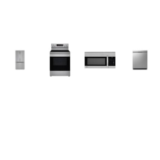 LG 4 STAINLESS STEEL APPLIANCE PKG: Electric Smart Range 5 Elements 6.3 cu. ft. Convection Oven AirFry Self Clean, 1.7CF OTR MW 300CFM, Dishwasher 48 dB 3rd Rack Stainless Interior ENERGY STAR, 33 Inch French Door Refrigerator 25.10 Cu. Ft. Filtered 