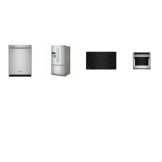 Kitchenaid 4 Stainless Steel Package : 36 Inch Induction Cooktop, 30 inch Single Wall Oven Even-Heat True Convection Air Fry, 39 DBA Dishwasher 3rd Rack Stainless Steel Interior, 26.8 Cu. Ft. French Door Refrigerator Exterior Ice and Water Dispenser