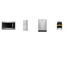 4 STAINLESS STEEL APPLIANCE PACKAGE : Whirlpool Smoothtop Electric Range Oven, 1.7CF OTR MW 300 CFM, Fully Integrated Dishwasher 55 dBA, And beko 28 Inch Counter Depth Top Freezer Refrigerator