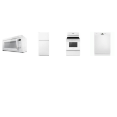 AMANA 4 WHITE APPLIANCE PACKAGE: 18.2 cu. ft. Top-Freezer Refrigerator, ENERGY STAR 56DBA DISHWASHER, 1.6CF OTR MW 300CFM, Smoothtop Electric Range Oven