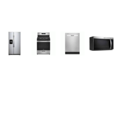 Whirlpool 4 Stainless : 5 Burners Gas Range Oven, OTR MW, Dishwasher 55 dBA, 36 Inch 24.6 Cu. Ft. Side-by-Side Refrigerator External Water Dispenser 
