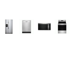 Whirlpool 4 Fingerprint Resistant Stainless : Gas Range Covection Oven Air Fry, OTR MW, Dishwasher 55 dBA, 36 Inch 24.6 Cu. Ft. Side-by-Side Refrigerator External Water Dispenser 