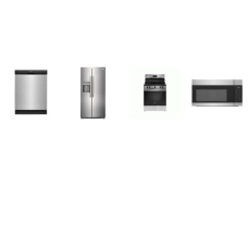 Frigidaire 4 Stainless : 5 Elements Smooth Top Electric Range Oven, 1.7CF OTR MW 300 CFM, Dishwasher 55dba, 22 Cu. Ft. 36" Counter Depth Side by Side Refrigerator WD