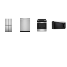 Whirlpool 4 STAINLESS : Counter-Depth 4-Door French Door Refrigerator W/Ice Maker, Dishwasher 3rd Rack 47 dBA, Slide In Gas Range Oven Self Clean, 1.7CF OTR MW 