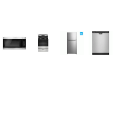 4 STAINLESS STEEL APPLIANCE PACKAGE : Gas Range Oven, 1.6CF OTR MW 300 CFM, 59 dBA Dishwasher, 14.2CF 28 inchW 61 inchH Top Freezer Refrigerator