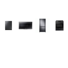 Samsung 4 Black STAINLESS : Slide-in Electric Range Air Fry Convection Oven, OTR Convection MW, Dishwasher StormWash 48dBA, 33" Counter Depth 3-Door French Door Refrigerator Ice Maker