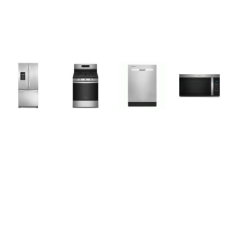 Whirlpool 4 Fingerprint Resistant Stainless : 5 Burners Gas Range Self Clean Convection Oven Air Fry, 1.7CF OTR MW, Dishwasher 55 dBA, 30 inchW French Door Refrigerator EXT WD