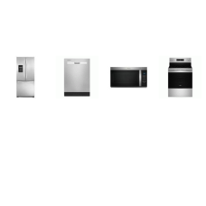 Whirlpool 4 Fingerprint Resistant Stainless : 5 Burners Gas Range Convection Oven Air Fry, 1.7CF OTR MW, Dishwasher 55 dBA, 30 inchW French Door Refrigerator EXT WD