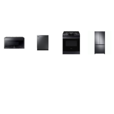 Samsung 4 Black STAINLESS : Slide-In Smart Gas Range Convection Oven, 2.1CF OTR MW 400CFM, Dishwasher StormWash 48 dBA, 33 Inch Counter Depth French Door W/ICE MAKER ENERGY STAR