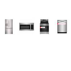 Frigidaire 4 Stainless : SMOOTHTOP RANGE Convection Air Fry OVEN, 1.8CF OTR MW, 48 dBA Dishwasher SS Tub, 36 Inch Counter Depth French Door Refrigerator External Ice/Water Disp