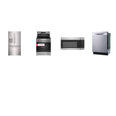 Frigidaire 4 Stainless : ELECTRIC RANGE Convection Air Fry  OVEN, OTR MW, 49 dBA Stainless Tub Dishwasher, 36 Inch Counter Depth French Door Refrigerator External Ice/Water Dispenser