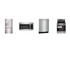 Frigidaire 4 Stainless : ELECTRIC RANGE Convection Air Fry  OVEN, 1.8CF OTR MW, 52dBA Dishwasher, 36 Inch Counter Depth French Door Refrigerator External Ice/Water Dispenser