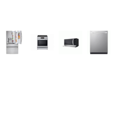 LG 4 STAINLESS APPLIANCE PKG: Smart InstaView Electric Slide-In Range Convection EasyClean+Self Clean Oven Air Fry, 2.1CF OTR MW ExtendaVent 400CFM, Fully Integrated Smart TrueSteam Dishwasher 3rd Rack 42 dBA, French 4-Door Smart Refrigerator 29.5 Cu