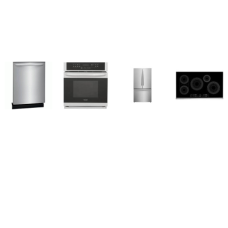 Frigidaire 4 Appliance Package: 36 Inch Induction Cooktop, 30 Inch Single Electric Wall Oven True Convection Temperature Probe Self-Cleaning, Fully Integrated Dishwasher 52dba ENERGY STAR, 28.8 Cu. Ft. French Door Refrigerator Water Filter Internal W