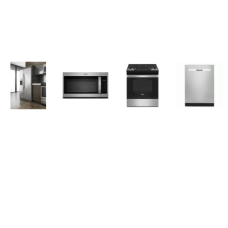 Whirlpool 4 STAINLESS STEEL APPLIANCE PACKAGE : 30 inch Slide In Gas Range Oven, 1.7CF OTR MW 300 CFM, 55 dBA Dishwasher, Counter Depth Side-by-Side Refrigerator Exterior In-Door Ice and Water Dispenser