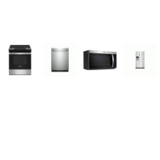 Whirlpool 4 STAINLESS : Slide In Gas Range Oven, 1.7CF OTR MW, 51 dBA Dishwasher, Counter Depth Side-by-Side Refrigerator Exterior Ice and Water Dispenser