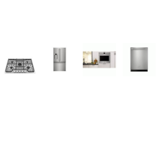 Frigidaire Professional 4 SMUDGE-PROOF STAINLESS STEEL: 30'' Gas Cooktop with Griddle, 30 Inch Single Electric Wall Oven Convection Air Fry, Fully Integrated Dishwasher 47dBA 3 Racks, 22.6 Cu. Ft. French Door Counter-Depth Refrigerator External Water