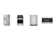 Maytag 4 FINGERPRINT RESISTANT STAINLESS STEEL APPLIANCE PACKAGE : Gas Range True Convection Oven Power Preheat, 1.9 cu. ft. Over-the-Range Microwave 400 CFM, ENERGY STAR 50 dB Stainless Interior Dishwasher, 20.6cf Counter Depth Side-by-Side Refriger