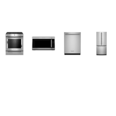 Kitchenaid 4 Stainless : Gas Slide-In Range True Convection Oven, 2.0 CF OTR MW 300 CFM, 39 DBA Dishwasher, 30 inchW French Door Refrigerator Interior Water Disp