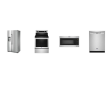 Maytag 4 FINGERPRINT RESISTANT STAINLESS STEEL APPLIANCE PACKAGE : 20.6cf Counter Depth Side-by-Side Refrigerator External Water Ice Dispenser, ENERGY STAR 50 dB Stainless Interior Dishwasher, 1.7 cu. ft. Over-the-Range Microwave 300 CFM, 30 Inch Ele