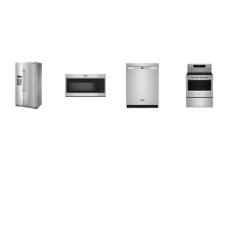 Maytag 4 FINGERPRINT RESISTANT STAINLESS : Counter Depth Side-by-Side Refrigerator WD, 50 dB Stainless Interior Dishwasher, Over-the-Range Microwave, Electric Range True Convection Oven Air Fry