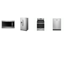 Whirlpool 4 STAINLESS : 5 Burners Gas Range Oven, 1.7CF OTR MW, Dishwasher 51 dBA, 33 Inch 21 cu. ft. Side-by-Side Refrigerator Exterior Ice and Water Dispenser