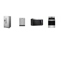 Whirlpool 4 STAINLESS : Gas Range Convection Air Fry Oven, 1.7CF OTR MW, Dishwasher 57dBA, 33 Inch 21 cu. ft. Side-by-Side Refrigerator Exterior Ice and Water Dispenser