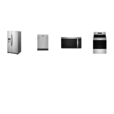 Whirlpool 4 STAINLESS : Gas Range Convection Air Fry Oven, 1.7CF OTR MW, Dishwasher 57dBA, 33 Inch 21 cu. ft. Side-by-Side Refrigerator Exterior Ice and Water Dispenser