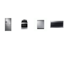 SAMSUNG 4 STAINLESS : GAS RANGE Convection Oven Air Fry, 2.1cf OTR MW, Dishwasher 46dBA , 28 cu. ft. 4-Door French Door Refrigerator External Watrer Ice M