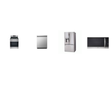 LG 4 STAINLESS : Gas Range Oven, OTR MW, Dishwasher 50 dBA, 36 Inch Smart French Door Refrigerator 28 cu.ft. Ext WD