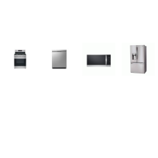 LG 4 STAINLESS : Gas Range Oven, OTR MW, Dishwasher 48 dBA, 36 Inch Smart French Door Refrigerator 28 cu.ft. Ext WD