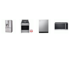 LG 4 STAINLESS : Gas Range Convection Oven Air Fry, OTR MW, Dishwasher 46 dBA, 36 Inch Smart French Door Refrigerator 28 cu.ft. Ext WD