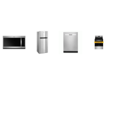 Whirlpool 4 STAINLESS STEEL APPLIANCE PACKAGE : Smoothtop Electric Range Oven, 1.7CF OTR MW, Dishwasher 51 dBA, 28 inchW Top-Freezer Refrigerator