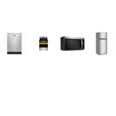 Whirlpool 4 STAINLESS STEEL APPLIANCE PACKAGE : Smoothtop Electric Range Oven, 1.7CF OTR MW, Dishwasher 55dBA, 28 inchW Top-Freezer Refrigerator