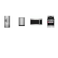 Frigidaire Gallery 4 Smudge-Proof Stainless Steel Package: Electric Range 5 Smooth Top Elements Air Fry Convection Oven, 1.9CF OTR MW 400 CFM, 52 dBA Fully Integrated OrbitClean Dishwasher, Counter Depth Side by Side Refrigerator Ice Maker Filtered W