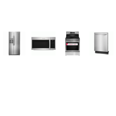 Frigidaire Gallery 4 Smudge-Proof Stainless : Electric Range Air Fry Convection Oven, 1.9CF OTR MW 400CFM, 51dBA Dry Dishwasher, Counter Depth Side by Side Refrigerator EXT WD