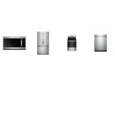 Whirlpool 4 Stainless Steel APPLIANCE PACKAGE : Smoothtop Electric Range Convection Self-Cleaning Oven Air Fry, 1.7CF OTR MW 300 CFM, Fully Integrated Dishwasher 51 dBA 3rd Rack ENERGY STAR, 25.2 Cu. Ft. French Door Refrigerator Interior Water Dispen