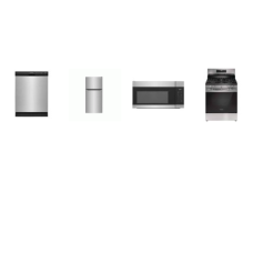 Frigidaire 4 Stainless : Continuous Grates 5 Sealed Burner Gas Range Oven, OTR MW, 55 dBA Dishwasher Energy Star, 18.3 Cu. Ft. Top Freezer Refrigerator ADA