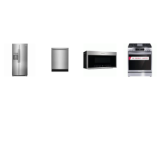 Frigidaire Gallery 4 Smudge-Proof Stainless Steel Package: Slide-In Electric Range Convection Oven Air Fry, 1.9CF OTR MW 400 CFM Sensor Cook, Fully Integrated Dishwasher 52 dBA OrbitClean, Counter Depth Side by Side Refrigerator Ice Maker Filtered Wa