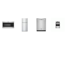 Maytag 4 STAINLESS STEEL APPLIANCE PACKAGE : 5BRS GAS RANGE CONVECTION OVEN AIR FRY, 1.7 cu. ft. Over-the-Range Microwave 300 CFM, 50 dBA Dishwasher Stainless Interior, 18.15 cu. ft. Top-Freezer Refrigerator