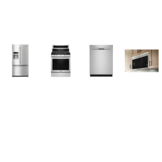 Maytag 4 FINGERPRINT RESISTANT STAINLESS : Gas Range True Convection Oven Power Preheat, 1.1 cu. ft. Built-in Design OTR Microwave, Dishwasher  47 dB, French Door Refrigerator WD
