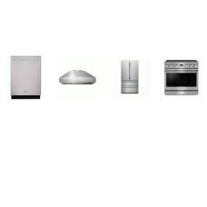 Thor Kitchen 4 Stainless : 36 Inch Electric Range Convection Oven, Wall Mount Range Hood 1,000 CFM, Dishwasher 46 dB, French 4-Door Refrigerator Ice Maker